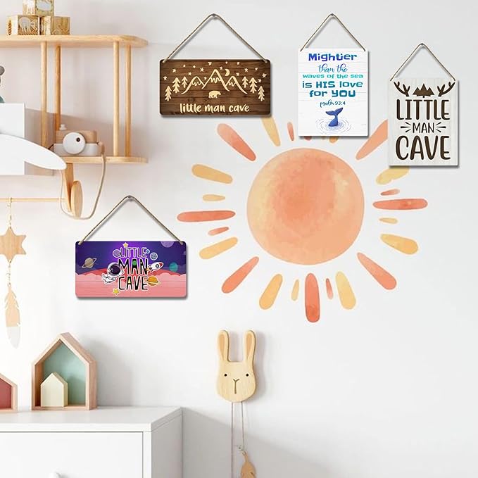 Outer Space Room Decor for Boys Astronaut Wall Art Toddler Boy Bedroom Decor Little Man Cave Sign Space Themed Wooden Signs Decorations for Kids Nursery Playroom Man Cave 12x6 Inch