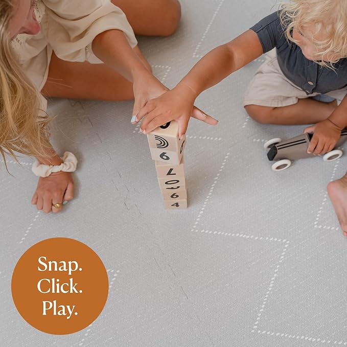 Toddlekind Playmat - Premium Foam Playmat, 4 x 6 feet Premium Quality Foam Play Mat for Babies/Toddlers, Stylish, Non-Toxic, Odorless, Tulum Stone (Grey)