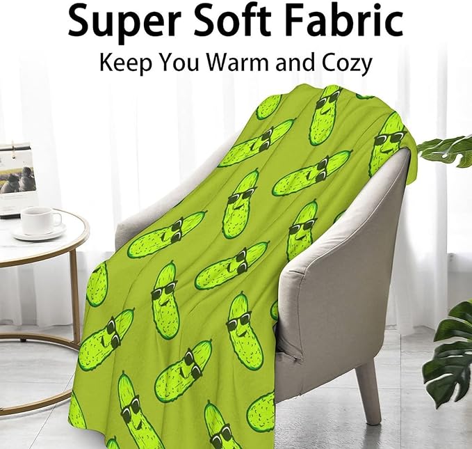 Pickle Throw Blanket for Girls Boys - 40x50 Inches Crib Size - Soft Fluffy Cozy Blankets Gift - Green Funny Blanket Throws for Travel, Office
