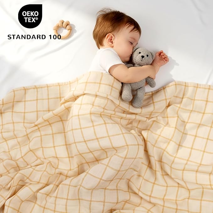 HECCEI Muslin Swaddle Blanket - Large Baby Muslin Blanket 47 x 47 inches, Breathable & Soft Gender Neutral Receiving Blanket for Newborn Boys and Girls, Rounded Arches