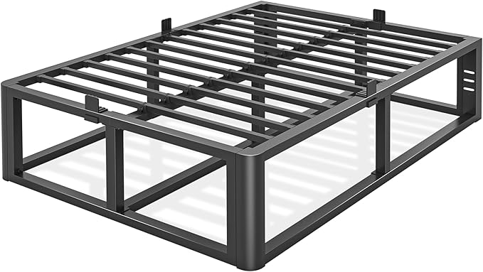 Metal Heavy Duty 18 inch Full Bed Frame with Rounded Corner and Headboard Hole Mattress Retainers 3500 LBS No Box Spring Needed Platform Noise Free Easy Assembly