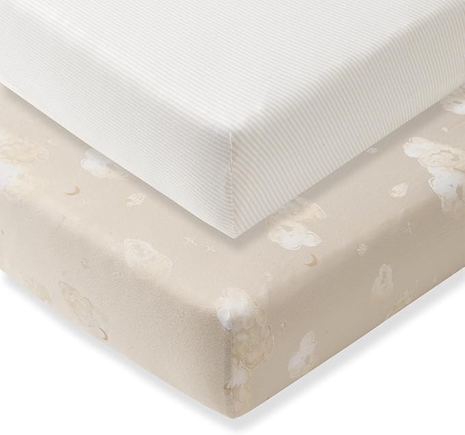 Burt's Bees Baby Essential Organic Cotton Fitted Crib Sheet, Breathable for Boy Girl Standard Crib & Toddler Mattresses