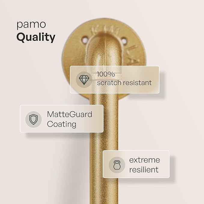 pamo Gold Clothing Rack – 76.77" W x 76.38" H – Industrial Pipe Metal Garment Organizer for Bedroom or Retail – Heavy-Duty Clothes Rack – Easy Assembly