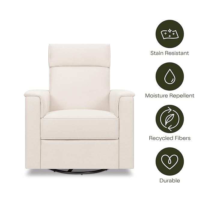 Namesake Willa Deluxe Power Recliner & Swivel Glider with Heat & Massage in Performance Cream Eco-Weave, Built-in USB Charging Port, Greenguard Gold & CertiPUR-US® Certified