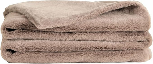 UnHide Lil’ Marsh - Faux Fur Blanket - Durable, Lightweight, Extra Soft Blanket - Machine Washable - Mocha Shar Pei, Small (50" x 60")