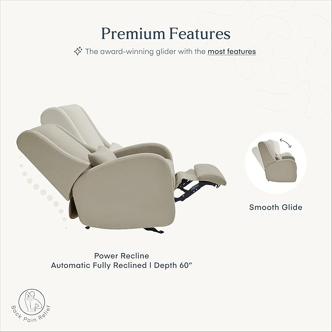 Nurture& The Wingback – Power Reclining Glider for Nursery – Ergonomic Chair with Stain-Resistant Fabric & Built-in Charging Port – Modern Baby Room Essential
