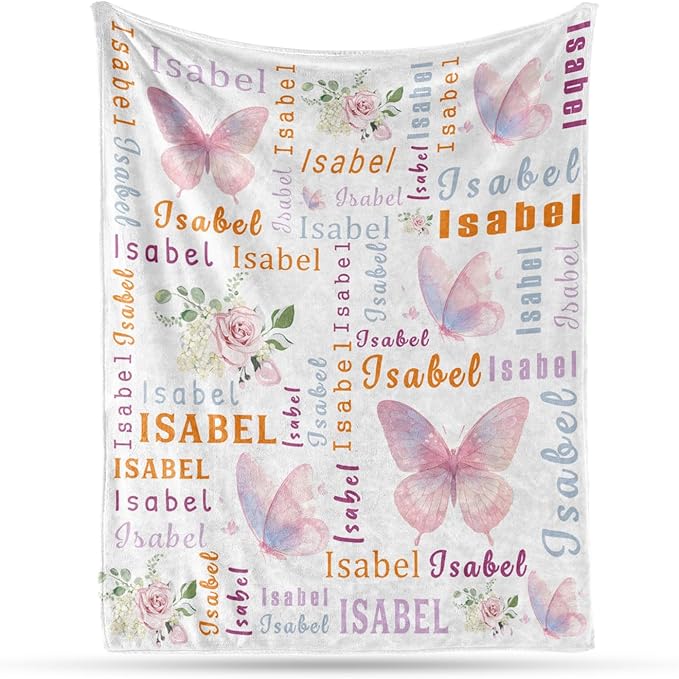 Ship Next Day, Personalized Baby Blanket - Printed in USA, Custom Baby Blanket with Name, Customized Animal Blankets for Boys & Girls, Soft Cozy Receiving Blankets for Toddlers, Stroller Decor Throw