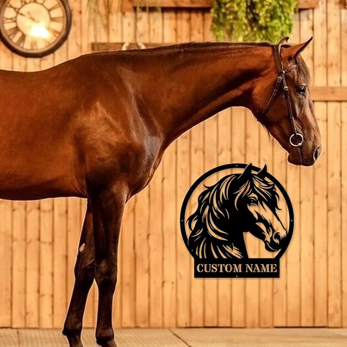 Personalized Horse Head Metal Sign – Indoor or Outdoor Farmhouse/Home Decor- Handcrafted Wall Art
