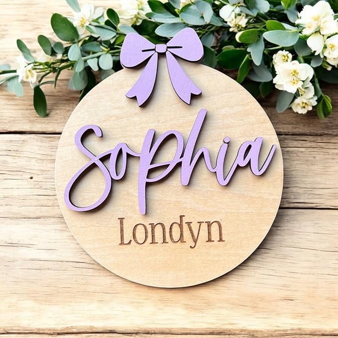 Generic Personalized 3D Baby Girl Name Announcement Sign - Custom Newborn Birth Stats - Hospital Photo Prop - Multiple Sizes & Fonts - 30 Color Options