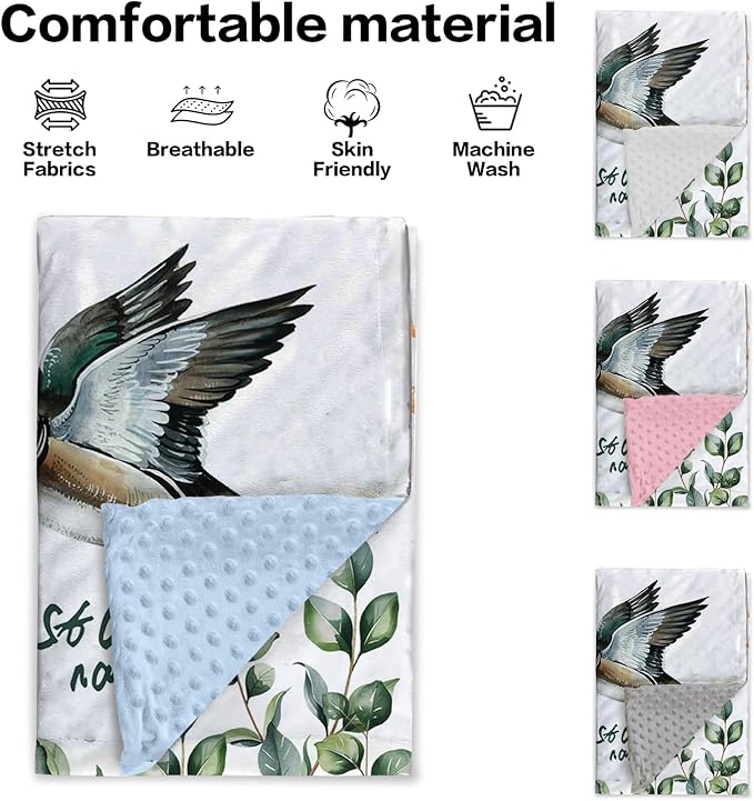 Personalized Baby Blanket with Name – Mallard Pattern Soft Receiving Blanket for Newborn Boys Girls, Custom, Hunting Theme Nursery Decor for Toddlers