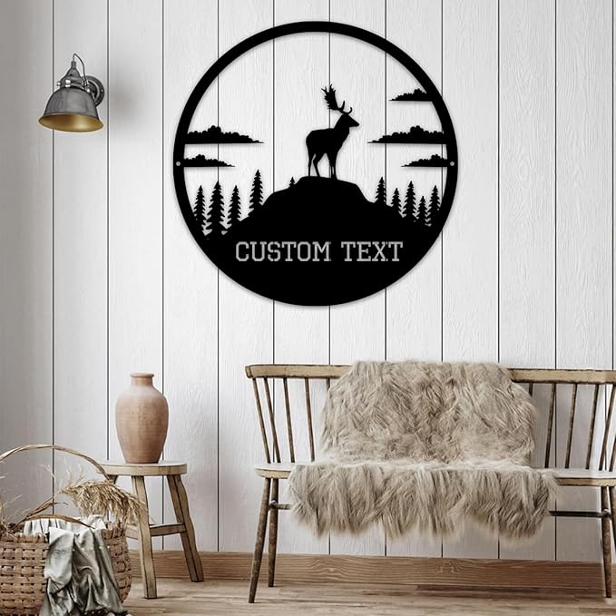 Personalized Deer Metal Cabin Sign, Custom Signs Outdoor Metal, Deer Hunter Gift, Cabin Decor, Porch Sign