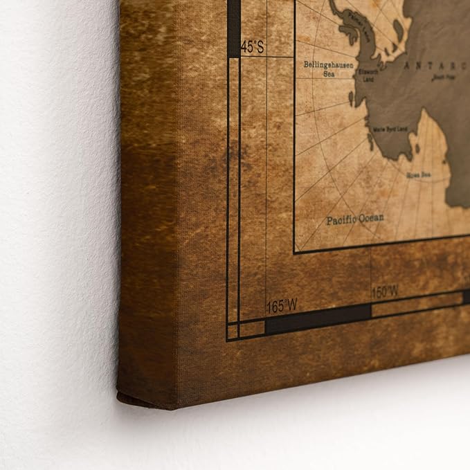 Canvas World Map with Cork Pin Board - English Lettering - Decorative Wall Decoration for All Rooms - Canvas Pictures with World Map Motif (120x80 cm, Pattern 1)