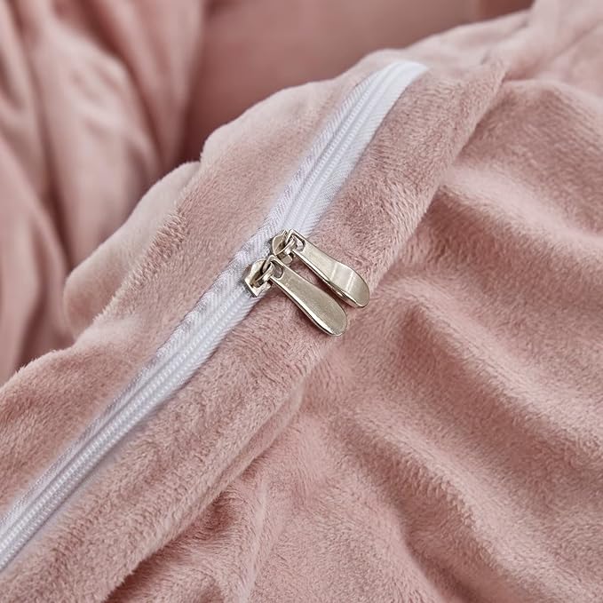 Houseri Pink Duvet Cover Queen Fluffy Light Pink Velvet Bedding Set Full Girls Blush Pink Duvet Cover Flannel Fuzzy Dusty Pink Bedding Duvet Covers Women Micromink Sherpa Plush Pink Bedding Sets Queen