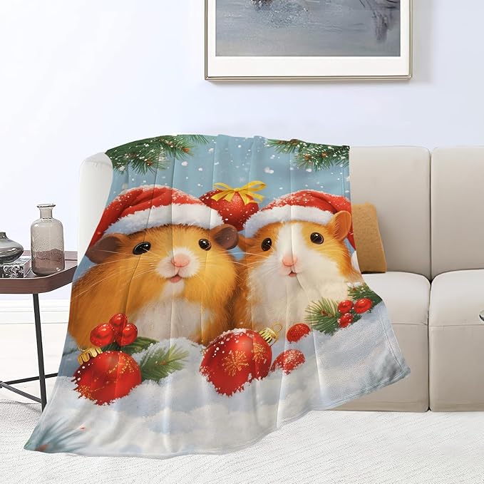 Guinea Pig Blanket Cute Christmas Guinea Pig Throw Blanket Soft Cozy Fleece Fuzzy Stuffed Plush Flannel Gifts for Girls Women Boys Kids Adults 60"X80"