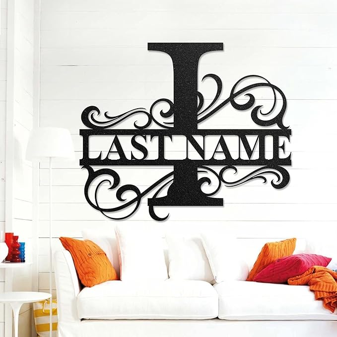 LULLBABYMALL Custom Metal Signs - Last Name Sign, Split Letter Monogram, Letter I, Family Name Wall Art, Outdoor Metal Signs, Personalized Wedding Gift
