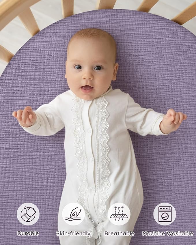 Yoofoss Muslin Baby Bassinet Sheets Boys Girls, Organic Fitted Bassinet Mattress Sheets Compatible with Halo Bassinest Swivel Sleeper,Baby Delight, Angelbliss, Soft, Breathable, Durable