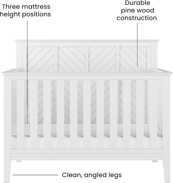 Child Craft Atwood Crib, Dresser and Chest Nursery Set, 3-Piece, Includes 4-in-1 Convertible Crib, Dresser and Chest, Grows with Your Baby (Matte White)