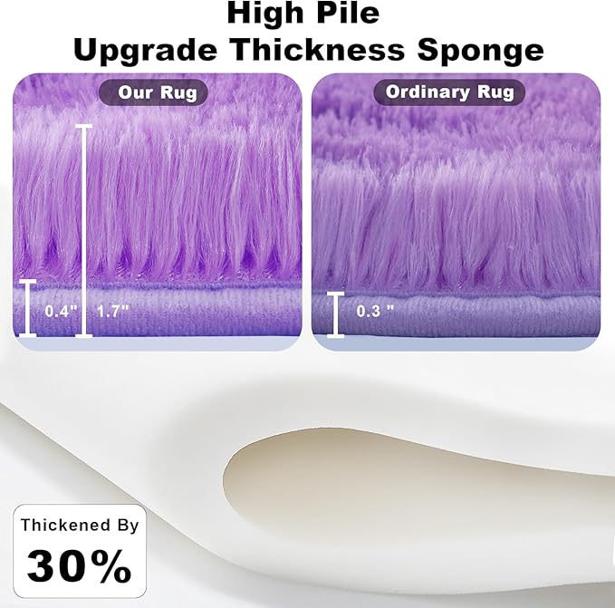 Purple Area Rugs for Girls Bedroom Living Room, 5x8 Fluffy Fuzzy Shaggy Carpet for Kids Playroom Nursery, Thick Soft Plush Mat for Kids Baby Boys Teen Dorm Home Decor Aesthetic