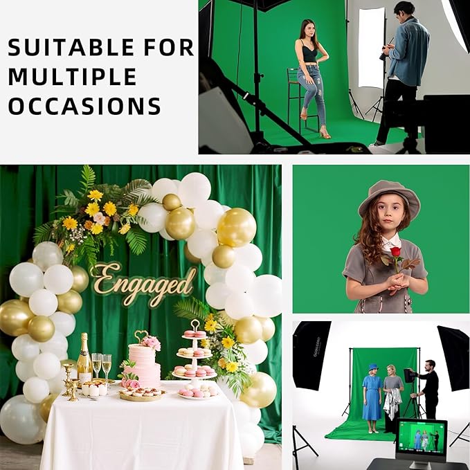 Green Screen Backdrop,5x10FT Green Photo Backdrop for Photography Chromakey Virtual GreenScreen Background Curtain for Streaming Gaming Studio Photoshoot Christmas Party Video Recording