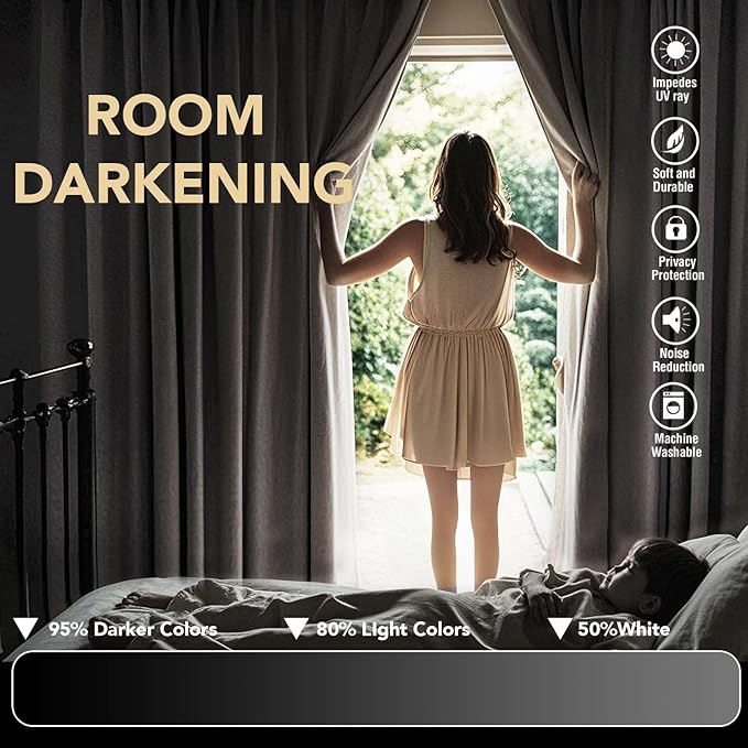 H.VERSAILTEX Blackout Curtains 84 inches Long for Living Room Thermal Insulated Room Darkening Window Treatment Panels Drapes Light Reducing Curtains for Bedroom, 2 Panels, 52" W x 84" L, Natural
