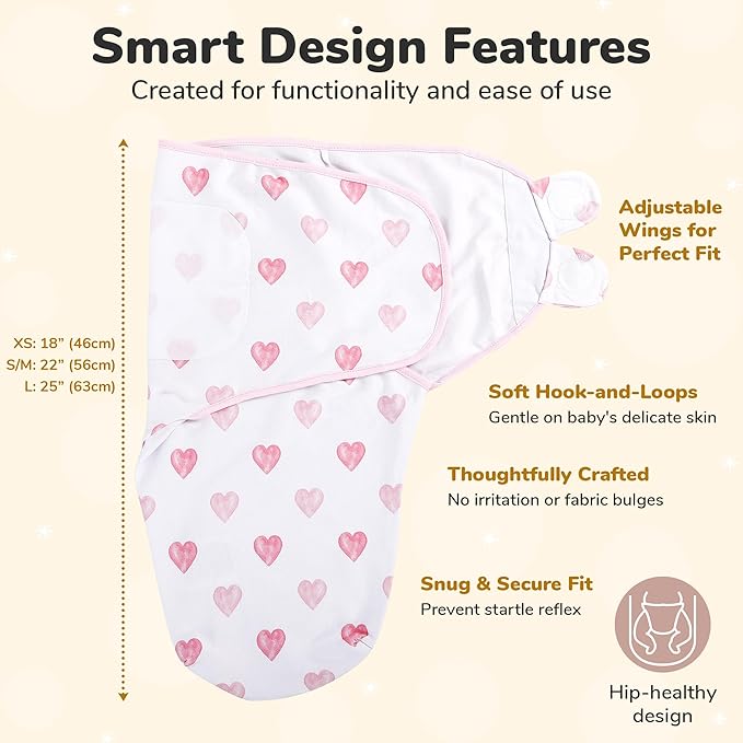 Mama Cheetah Baby Swaddle Sack 3-6 Month, Organic Cotton Swaddling Sleep Sack, Infant Swaddle Blanket, Large Swaddle Wrap, Easy Swaddles for Girl, 4-Pack