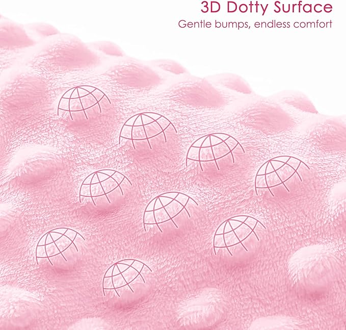 Bow Baby Blankets for Girls, Soft Nursery Minky Blankets with Muslin and Dotted Fleece Back 30x40 inches, Receiving Bed Quilt for Newborn, Infants, Toddlers