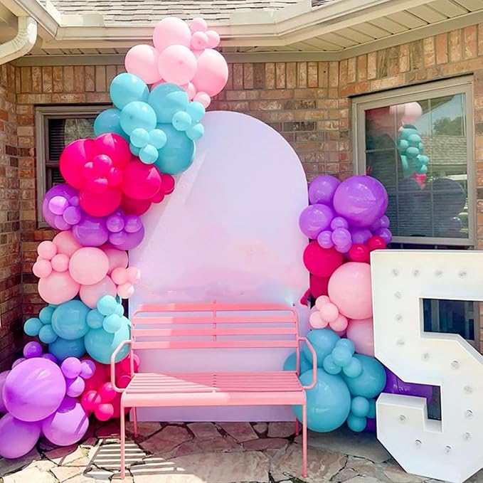 Pink and Purple Balloons, 60PCS 12Inch Purple Pink Teal Blue Balloons and Gold Birthday Balloon for Girls Princess Birthday Mermaid Baby Shower Party Decorations