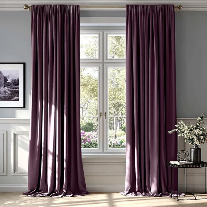 MIULEE Purple Orchid Velvet Curtains Thermal Insulated Blackout Curtain Drapes for Bedroom Living Room Darkening 90 Inches Long Curtains Panels Rod Pocket Set of 2