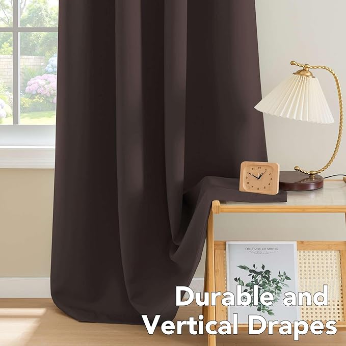H.VERSAILTEX Thermal Insulated Blackout Curtains for Living Room 108 Inches Long, Window Treatment Grommet Top Extra Long Panels/Drapes for Bedroom (52-inch by 108-inch, Chocolate Brown, Set of 2)