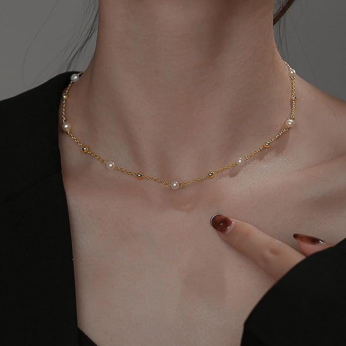 SmileBelle Pearl Necklaces for Women, Daisy Pearl Choker as Christmas Stocking Stuffers for Teens, Silver Daisy Pearls Jewelry Trendy Stuff Birthday Gifts 3 Pearls White Necklace as Wedding Jewelry