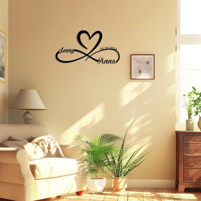 Personalized Metal Signs Wedding Gifts | Custom Metal Sign Art Wall Decor with Name and Date | for Couple Parents | Housewarming Couples Gift | Home Decor Sign