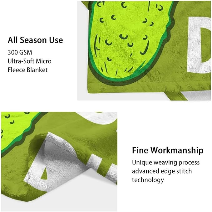 Pickle Throw Blanket for Teen - 50x60 Inches Throw Size - Soft Fluffy Cozy Blankets Gift - Green Funny Blanket Throws for Living Room Decorative