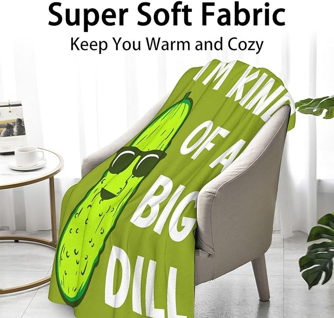 Pickle Throw Blanket for Teen - 50x60 Inches Throw Size - Soft Fluffy Cozy Blankets Gift - Green Funny Blanket Throws for Living Room Decorative