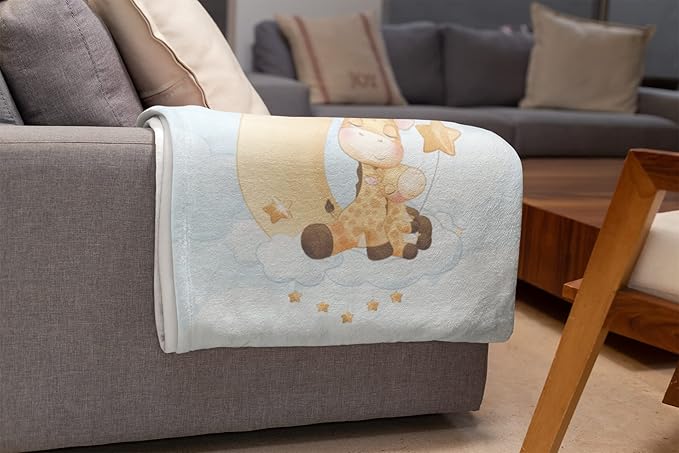 Custom Baby Blankets with Name | Personalized Giraffe Newborn Blanket for Baby Girl and Baby Boy | Unisex Warm Soft Sherpa Swaddle Blanket Minky | (Giraffe, Sherpa 50"x60")