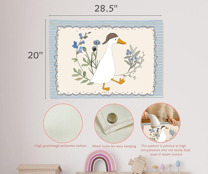 Silly Goose Nursery Rectangular Canvas Banner-Boho Flag Wall Sign Decor for Boys Toddler Kid, Baby Room Above Crib Bedroom Playroom Kindergarten Reading Room Decor-Baby Shower Birthday Christmas Gift