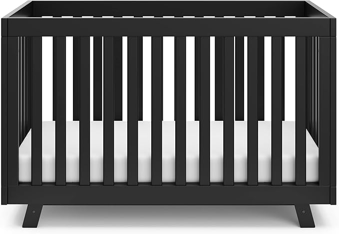 Storkcraft Beckett Convertible Crib (Black) – Converts from Baby Crib to Toddler Bed and Daybed, Fits Standard Full-Size Crib Mattress, Adjustable Mattress Support Base