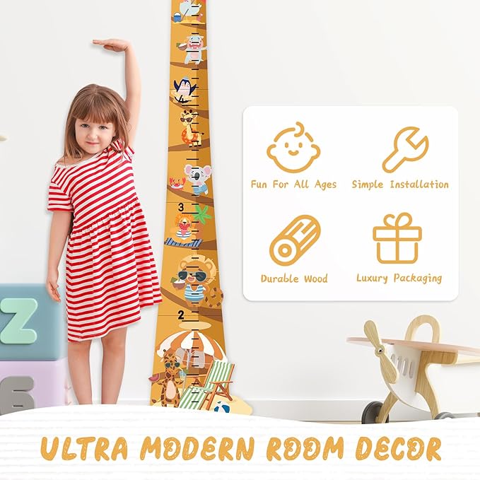 Personalized Name Height Measurement for Wall – Coconut Beach Children's Growth Chart, Wall Height Ruler for Kids and Toddlers, Perfect for Nursery, Bedroom, Playroom