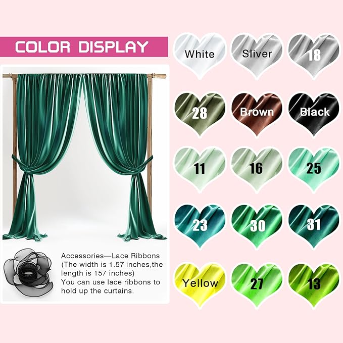 20x10ft Polyester Backdrop Emerald Green Wedding Curtains Drapes Curtains Panels with Rod Pockets Arch Party Stage Ceremony Photography Background Decoration W5' x H10'4 Panels YUNBSDJ174