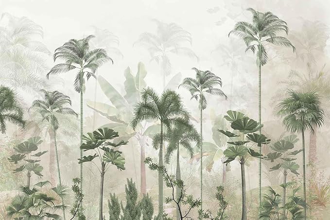 Tropical Forest Landscape Design Mural, Wallpaper can be Used to Decorate The Bedroom, Living Room, Bathroom Background Wall（Not Peel and Stick）