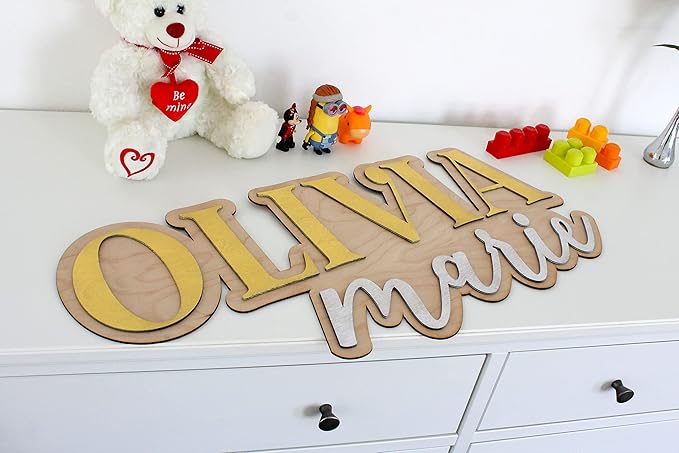 Large Wood Nursery Sign | Nursery name sign for Kids | Custom Wood Name Sign | 3D Wood Baby Name Sign (Red)