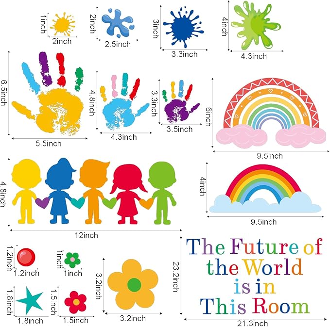 AOWDIAO Inspirational Kids Classroom Wall Decals – The Future of the World Is in This Room Quote – Peel and Stick Vinyl Sticker for School, Nursery and Playroom Decor