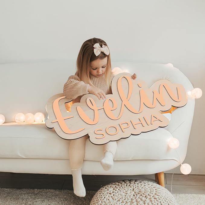 Baby Name Sign, Custom Nursery Name Sign, Wooden Kids Room Decor, Wall Decor