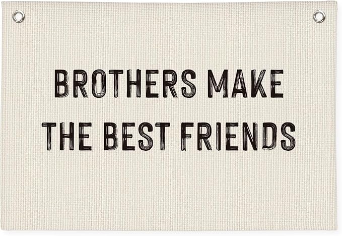 Boys Room Decor, Brothers Make The Best Friends, Canvas Banner Wall Hanging Flag Decor for Nursery Classroom Playroom Kids Room