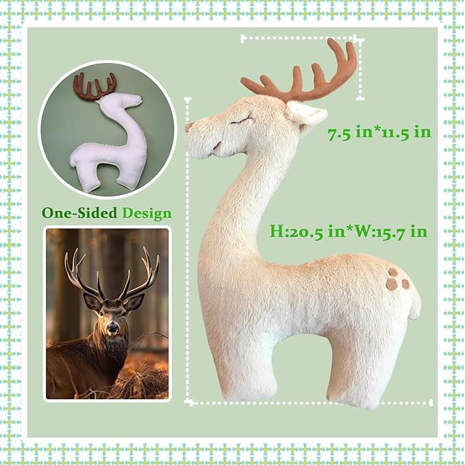 KHC-KHF Deer Posing Pillow - Plush Newborn Photo Prop for Christmas Photoshoot - Elk Animal Pillow