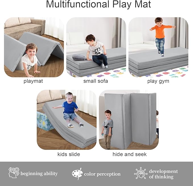 MeMoreCool Kids Floor Futon Mattress, Play Mat Muscle Mat Large 6x4 FT, Thicken Foam Tatami Mattress for Children Play Area, Foldable Sleeping Crawling Pad for Playroom