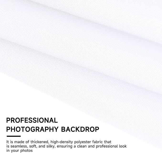 YSKE-Y2 Heavy Duty Photo Backdrop, 10x8ft White Seamless Fabric Background Photography Backdrop Curtain Screen for Photoshoot Video Studio Party