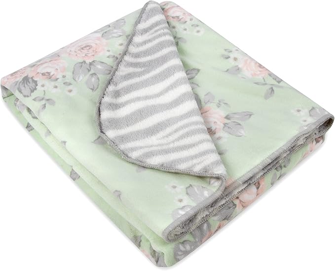Sherpa Fleece Baby Blankets for Boys and Girls – Colorful, Reversible Baby Blankets for Newborns, Infants, Toddlers, and Nursery (Floral & Zebra)