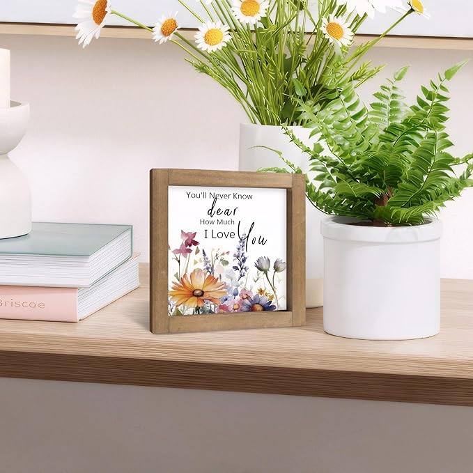 pechpell Wooden You'll Never Know Dear How Much I Love You Sign, Wildflower Baby Nursery Decor, Wild Flower Pictures Art, Wall Table Shelf Room Bedroom Bathroom Home Decorations