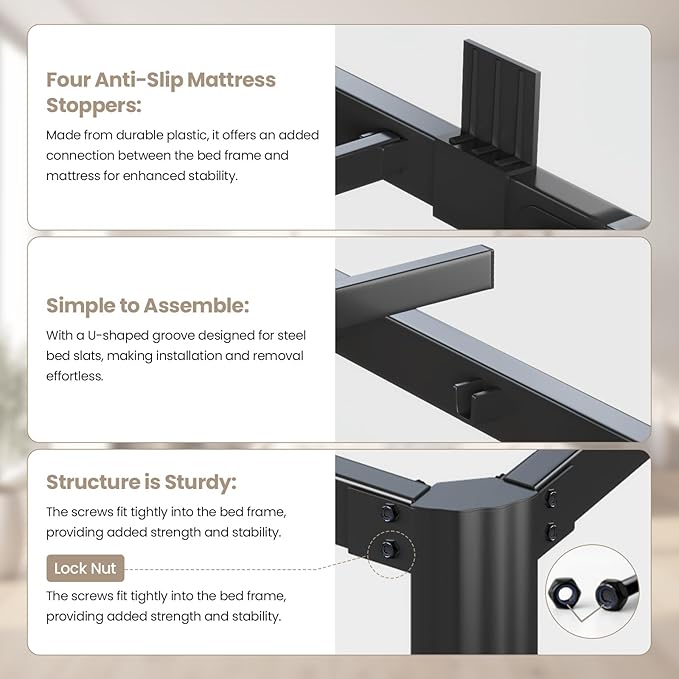 Metal Bed Frame King Size, 14 Inch 3500 lbs Heavy Duty Platform Bed Frames Steel Slats Noise Free No Box Spring Needed, Easy Assemble Sturdy Bedframe with Storage and Mattress Retainers