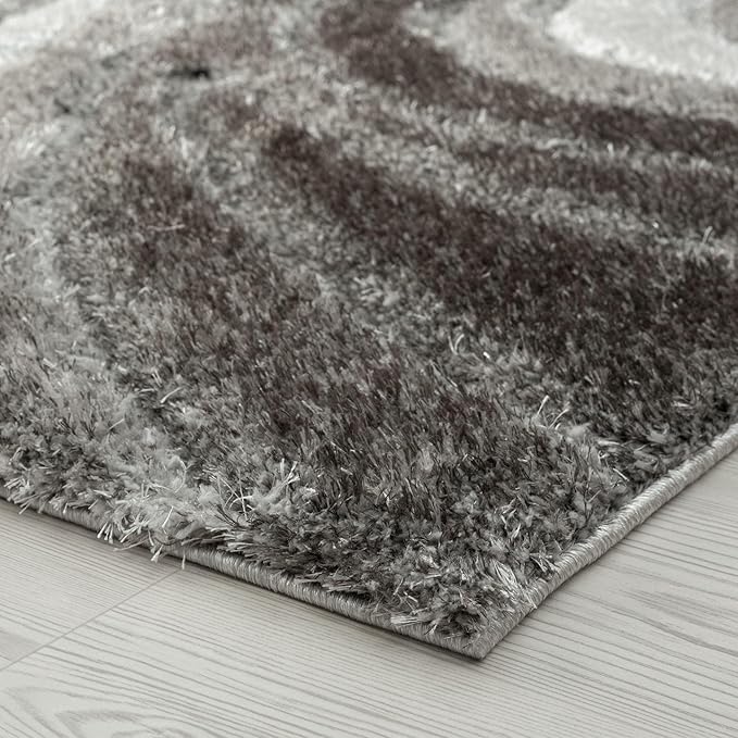 LUXE WEAVERS Lantanas Collection 7070 Grey 8x10 Modern Shag Geometric Area Rug